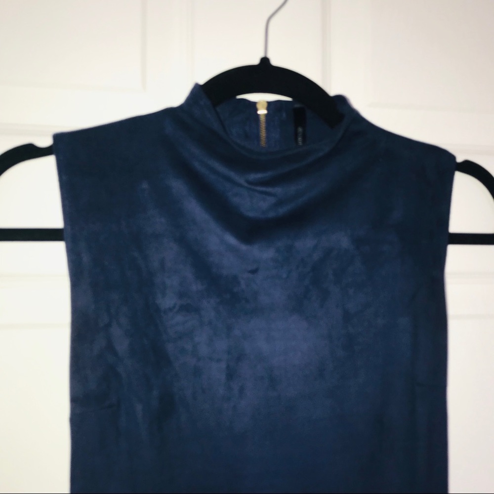 Suede high-neck mini dress